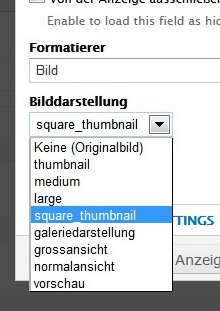 Bilderderivate Dropdown