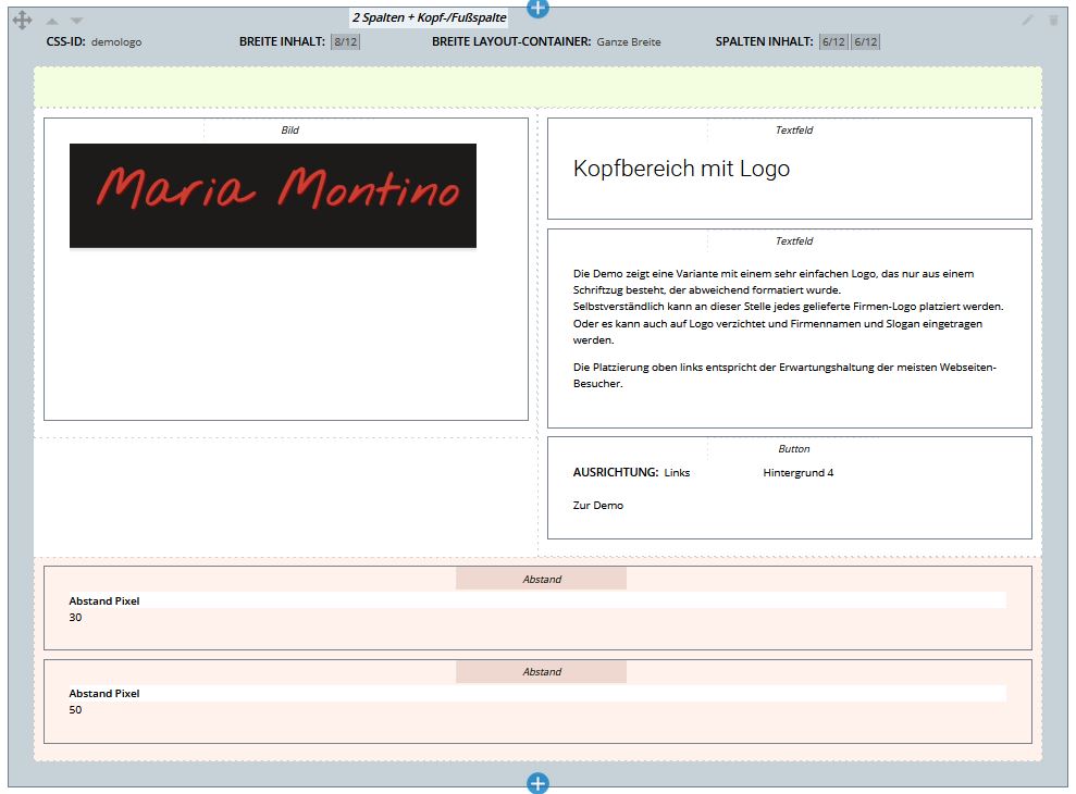 Montviso Layoutbuilder Verwaltungsoberfläche