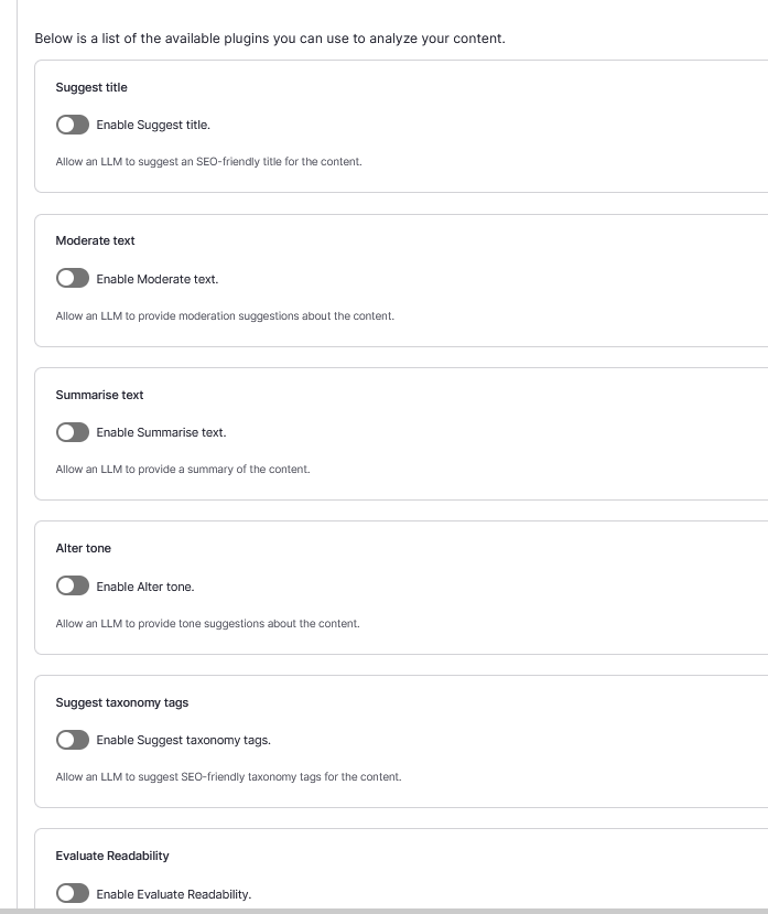 Plugins für AI Content Suggestions zur Textoptimierung mit KI in Drupal