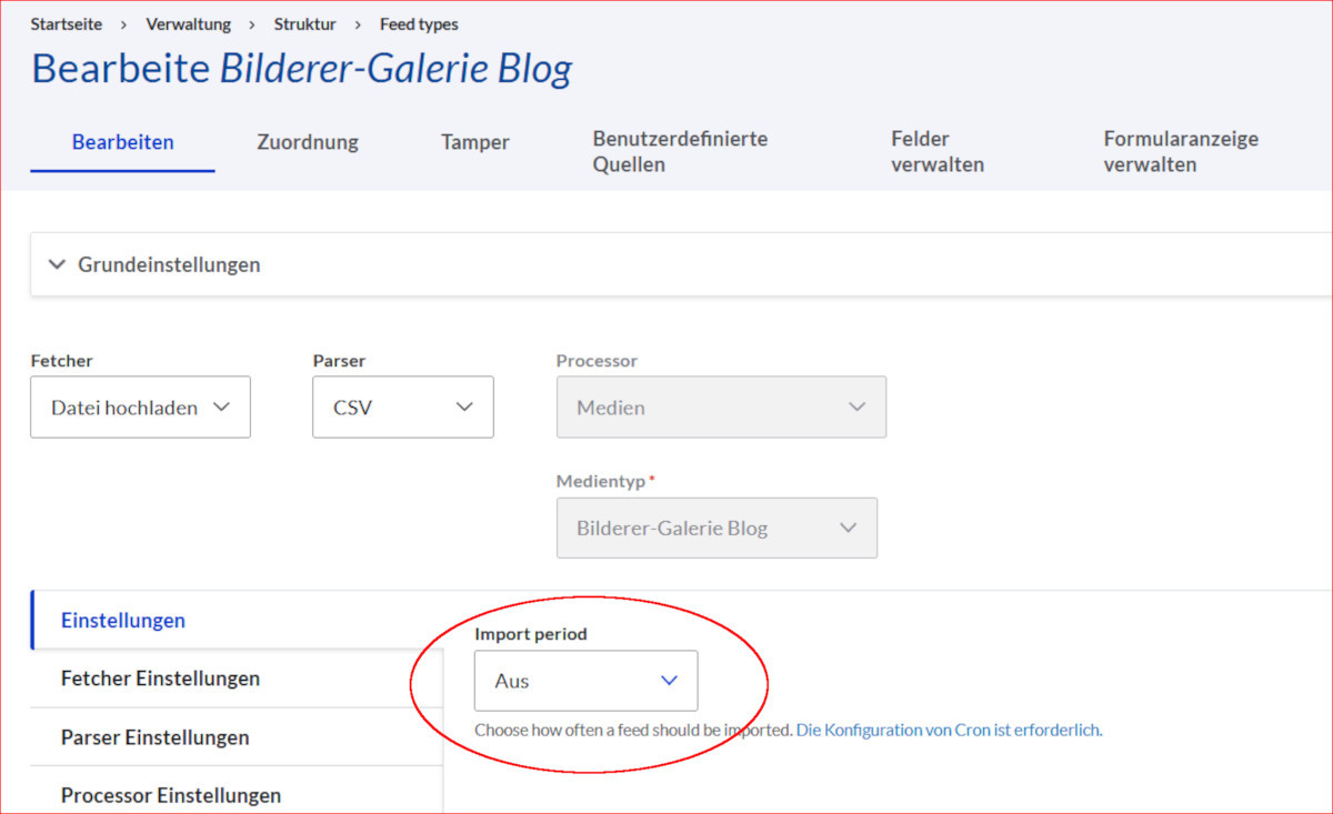 Feed-Typ für den Import von Images in Media unter Drupal 10