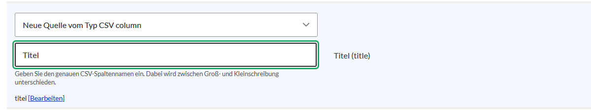 Feeds Unter dem Reiter »Zuordnung« findet das Mapping zwischen den Spalten unserer CSV und den Feldern des Inhaltstyps statt