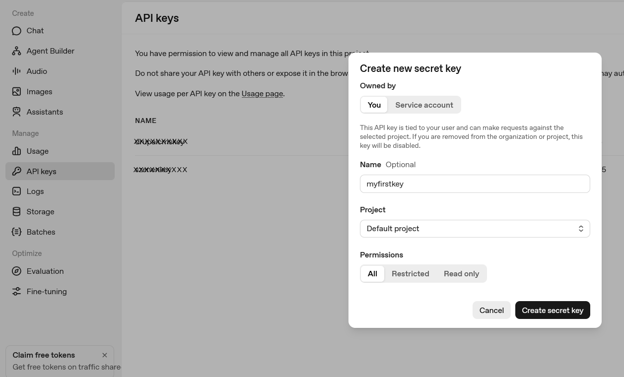 openai-API-Key erstellen