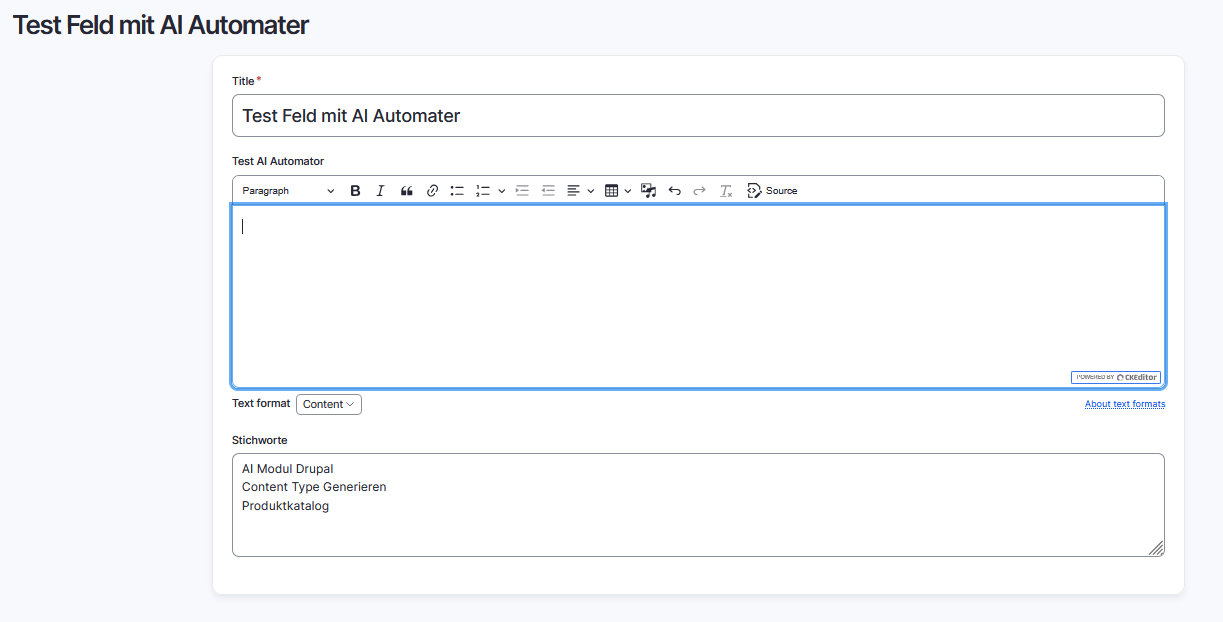 Content erzeugen mit dem Drupal Modul AI Automator