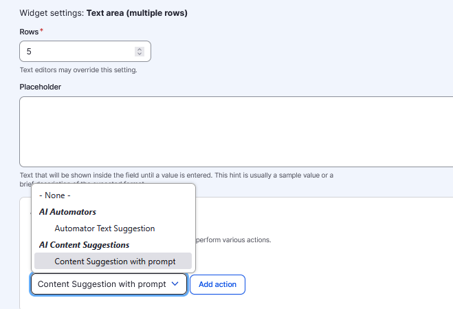 AI Content Suggestions direkt im Feld