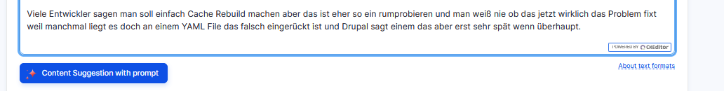 AI Content Suggestions direkt im Feld Button