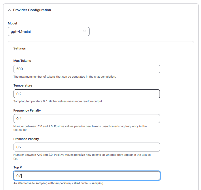 Konfiguriere das Modell für den AI Automator von Drupal