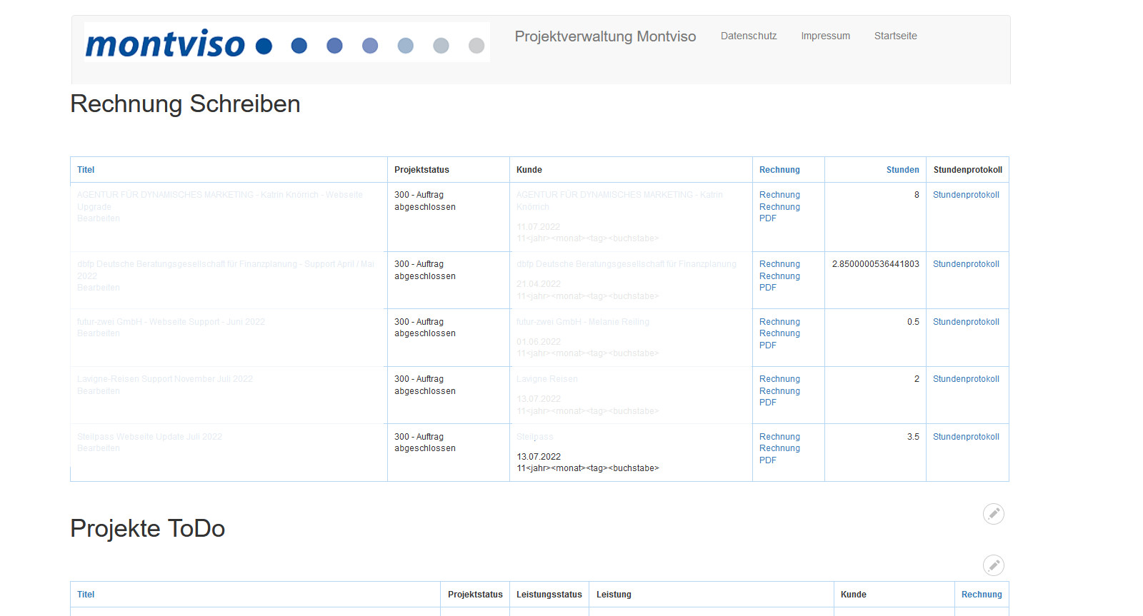 Intranet-Applikation für Abrechnung unter Drupal